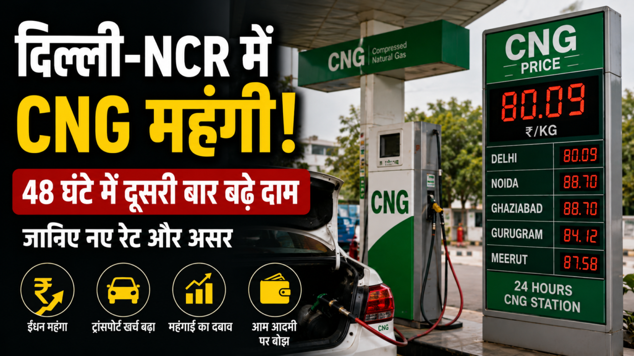 दिल्ली-NCR में CNG कीमत बढ़ोतरी के बाद CNG स्टेशन पर दिखाए गए नए रेट की तस्वीरI
