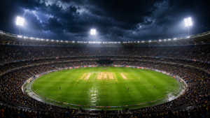 IPL 2026 Final: RCB या GT, आज किसके सिर सजेगा ताज? 3 IPL 2026 फाइनल से पहले नरेंद्र मोदी स्टेडियम अहमदाबाद का रात का दृश्य, काले बादल, बारिश और चमकती फ्लडलाइट्स के बीच तैयार क्रिकेट पिच